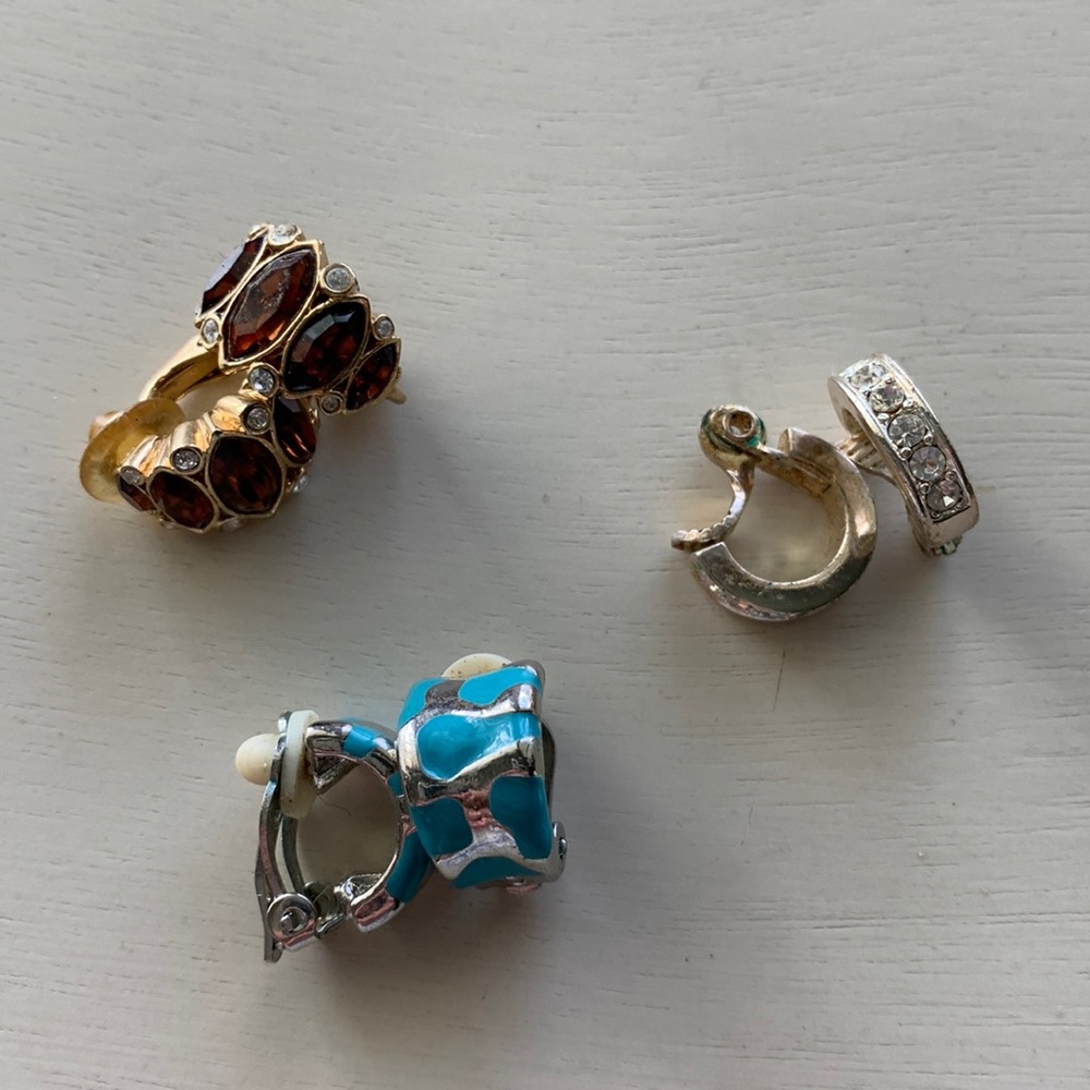 Clip on earrings, costume jewelry